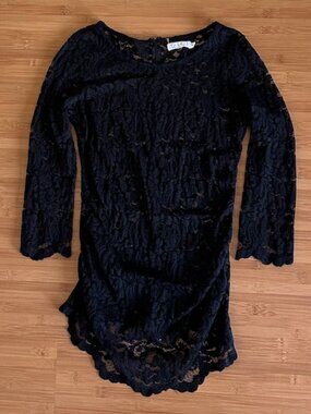 Velvet Black Lace 3/4' Sleeve Scoop Neck Shirt Size M